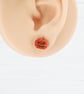 Titanium ear wire Orange glitter Pumpkin stud earrings - Hypoallergenic  - Image 2