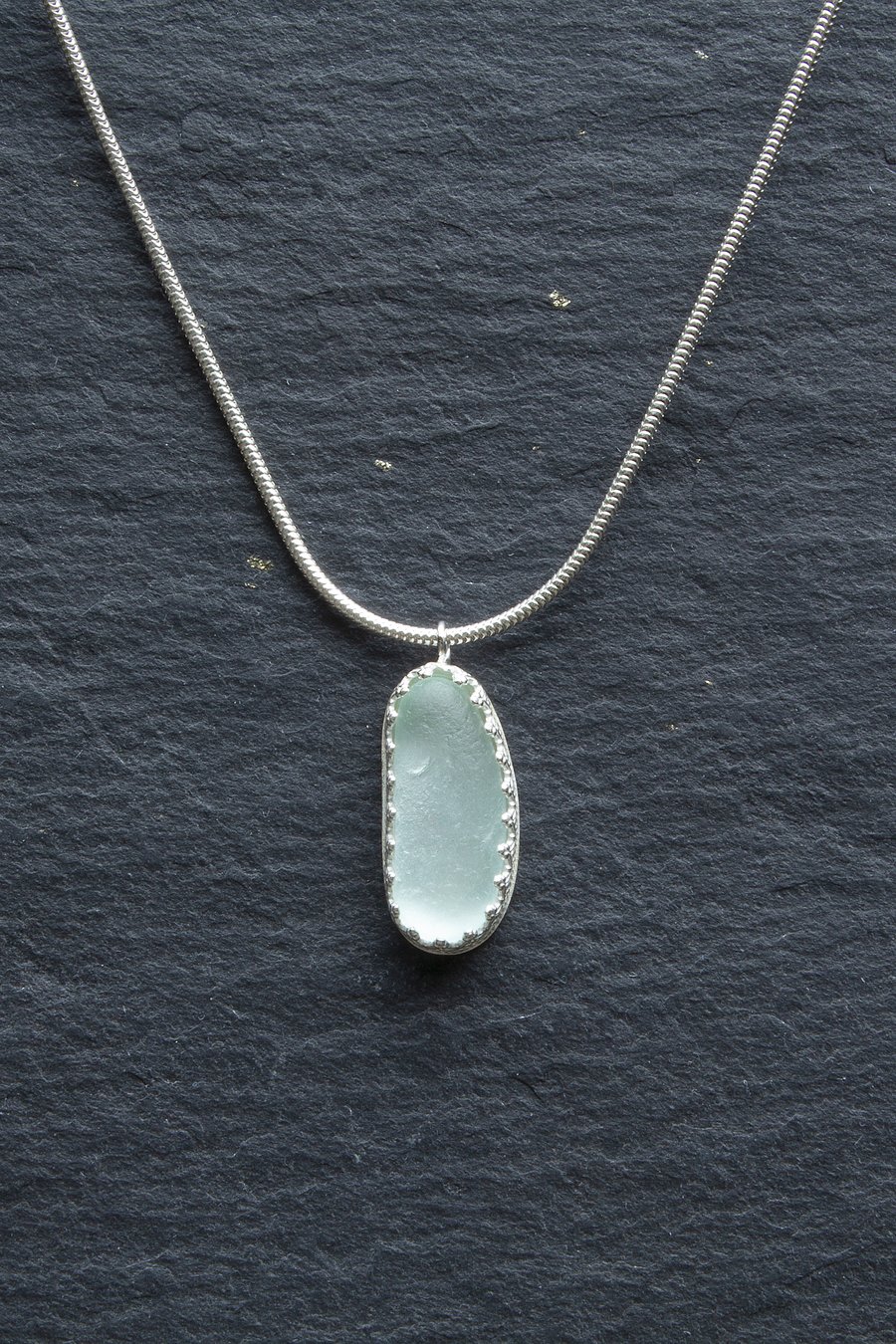 Sea glass pendant - aqua