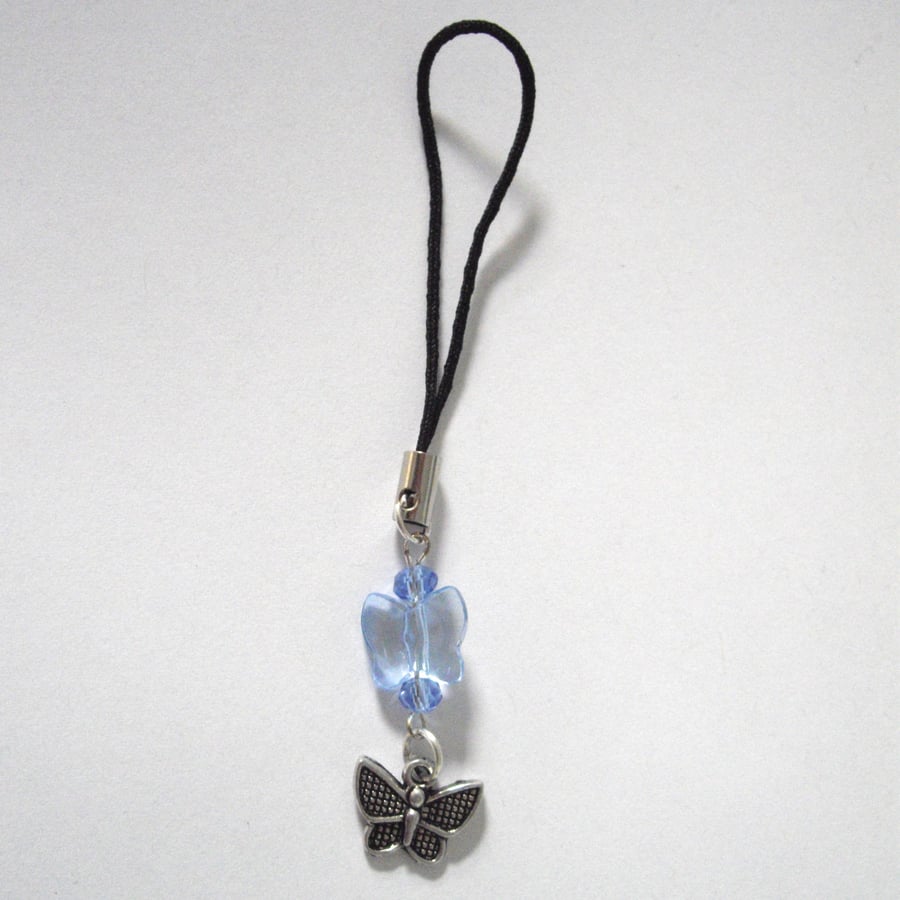 Pale Blue Butterfly Phone or Bag Charm