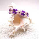 Amethyst and Rose Quart Flower Design Bracelet.  Free UK P&P