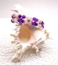 Amethyst and Rose Quart Flower Design Bracelet.  Free UK P&P