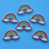 Wooden Rainbow Buttons Red Outline 6pk 30x17mm Weather (R6)