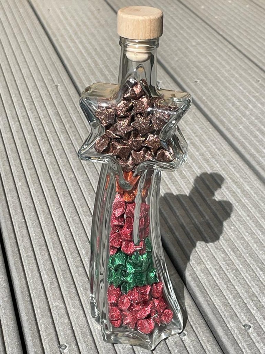 "Gold Star" Folded Lucky Stars in Shooting Star Shaped bottle