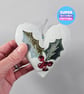 Handmade padded hanging heart, holly, Super Seconds Festival