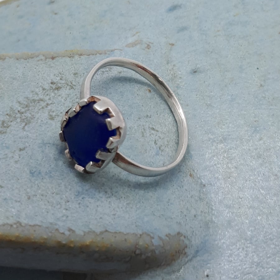 Cobolt blue seaglass ring