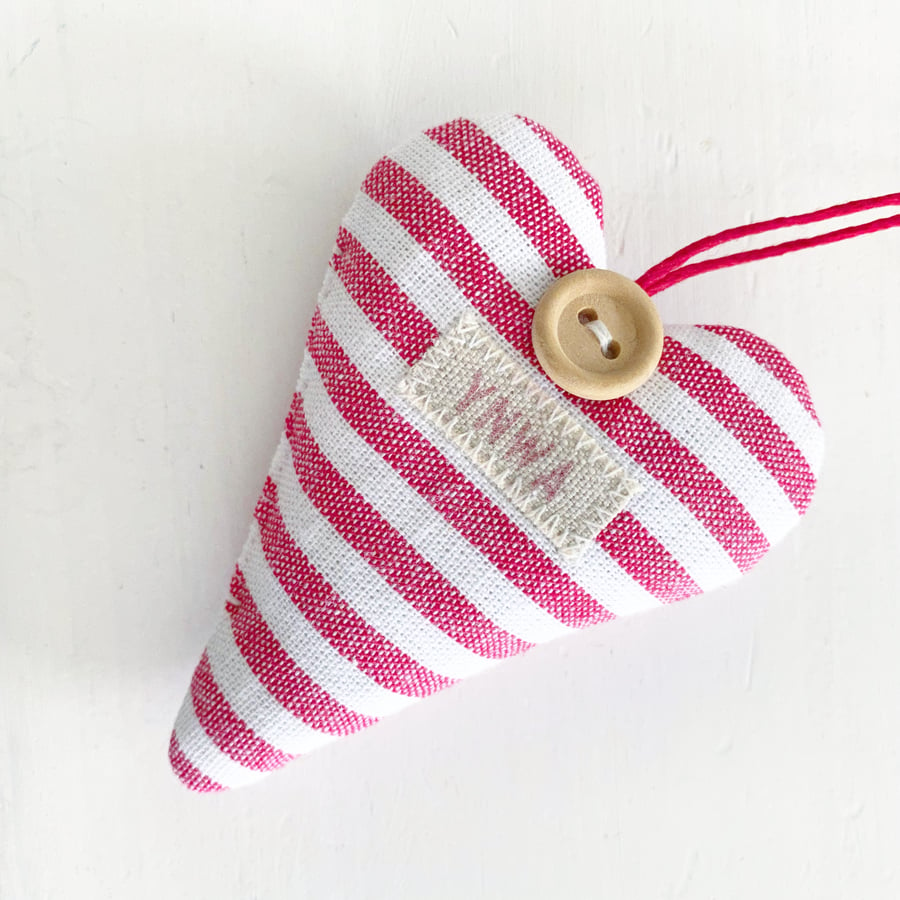 SALE - YNWA HEART - red and white stripes, lavender