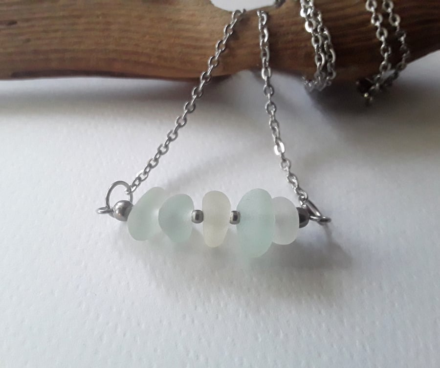 Seaglass Horizontal Stack Necklace 