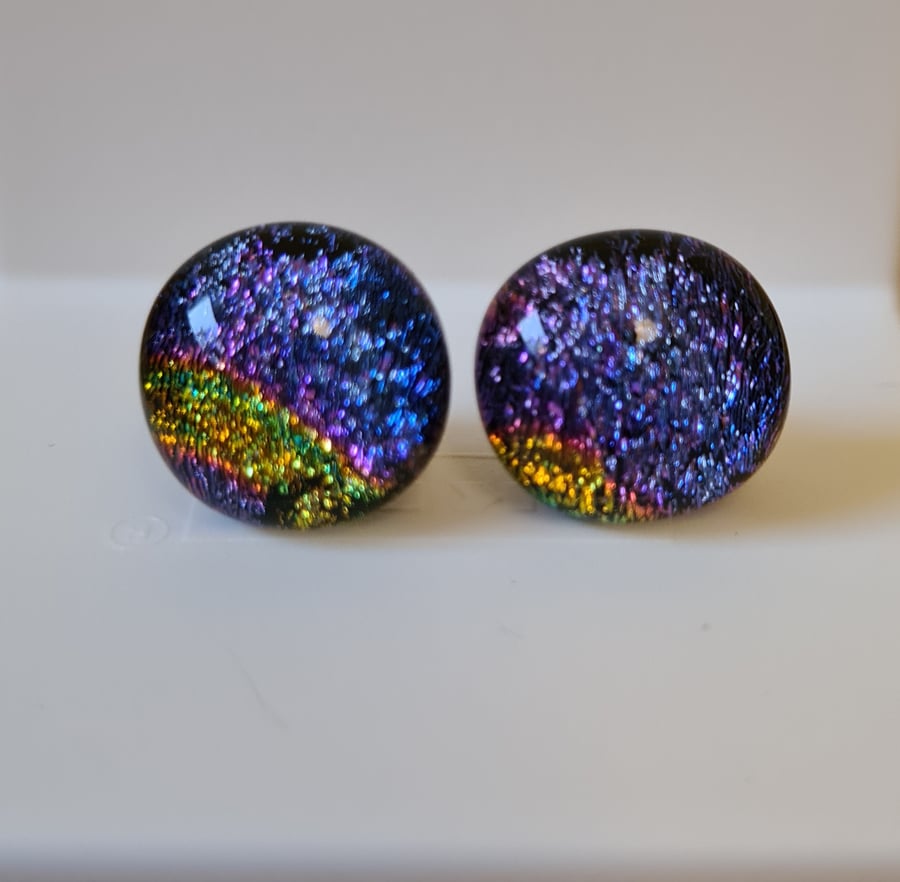 Image of Large sparkly fused glass stud earrings