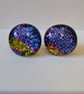 Large sparkly fused glass stud earrings