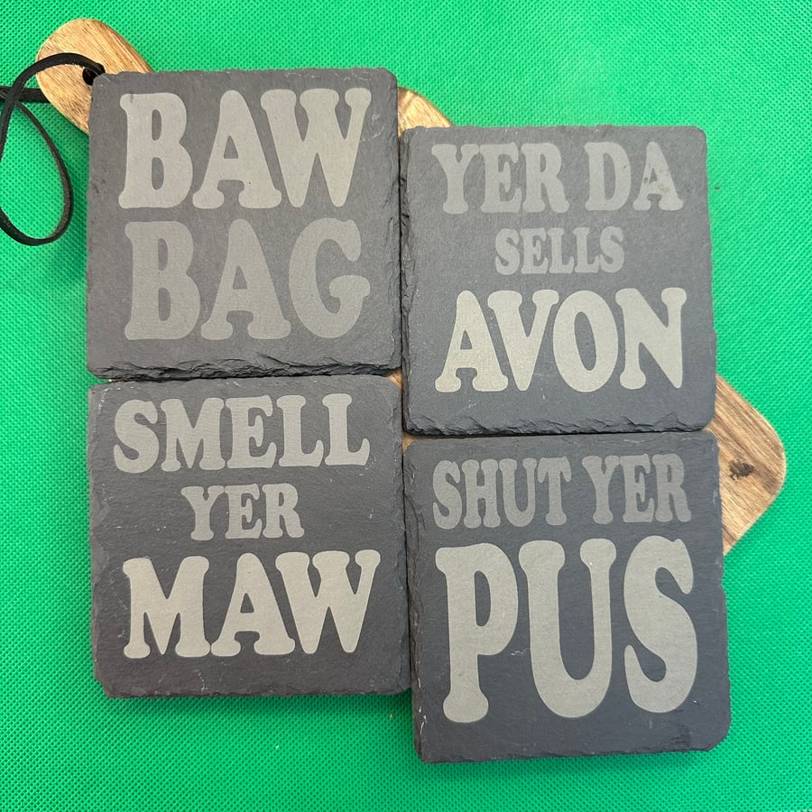 Scottish insults and swear words coasters, funny coasters