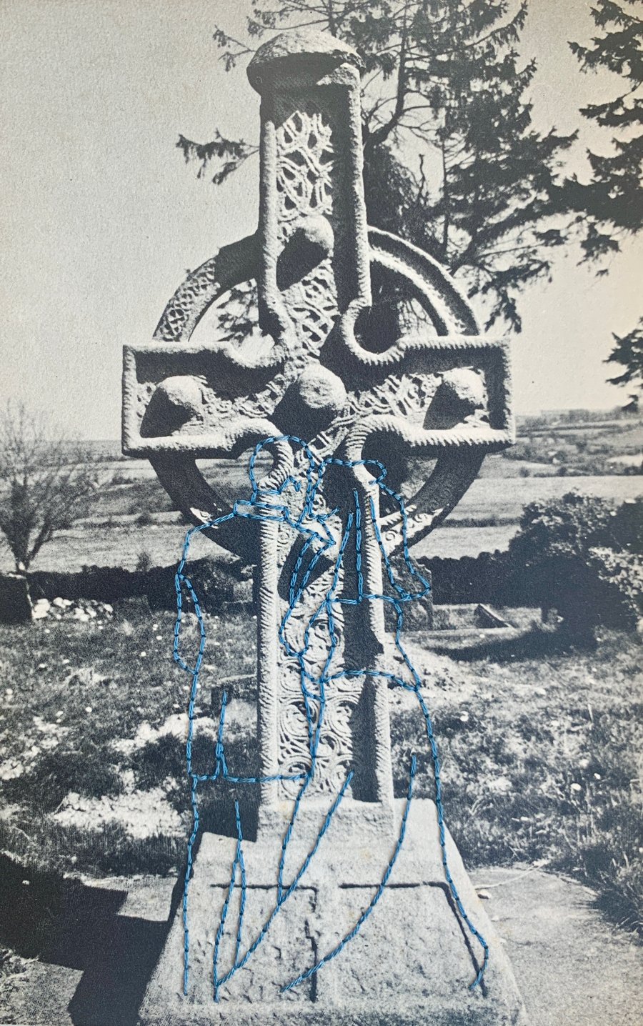 Hand embroidered vintage book page