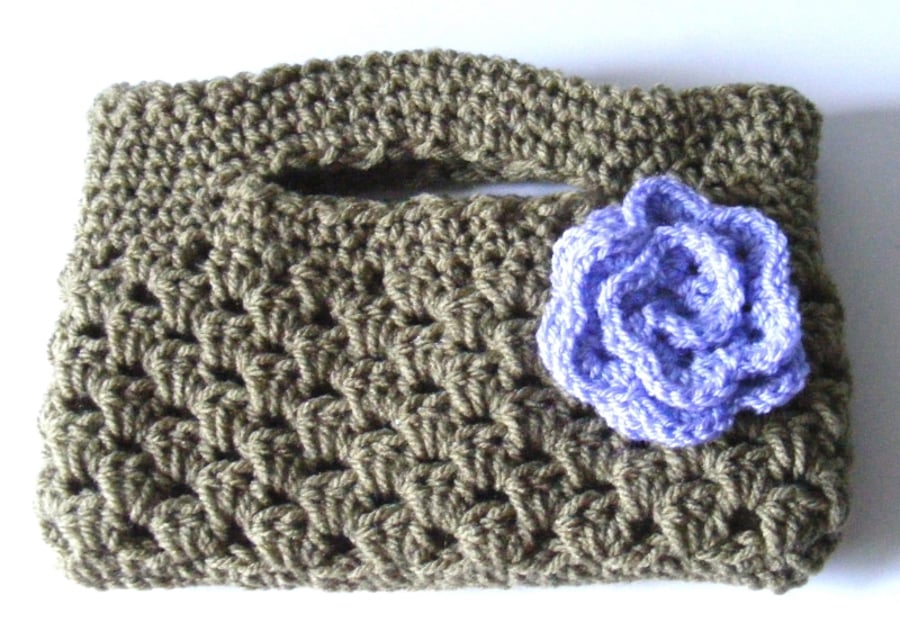 Crocheted bag tablet holder