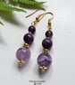 Amethyst Gold Plated copper Dangle Earrings 