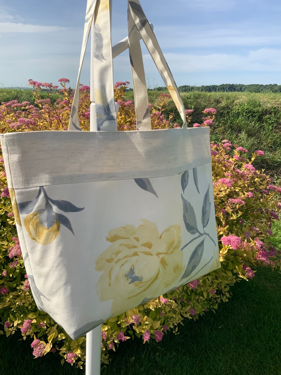 Handmade Tote Bag, Beach Bag, Handbag, Travel Bag, Work Bag, Floral