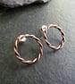 Copper stud earrings, Front facing hoops, 7th anniversary gift - Image 6