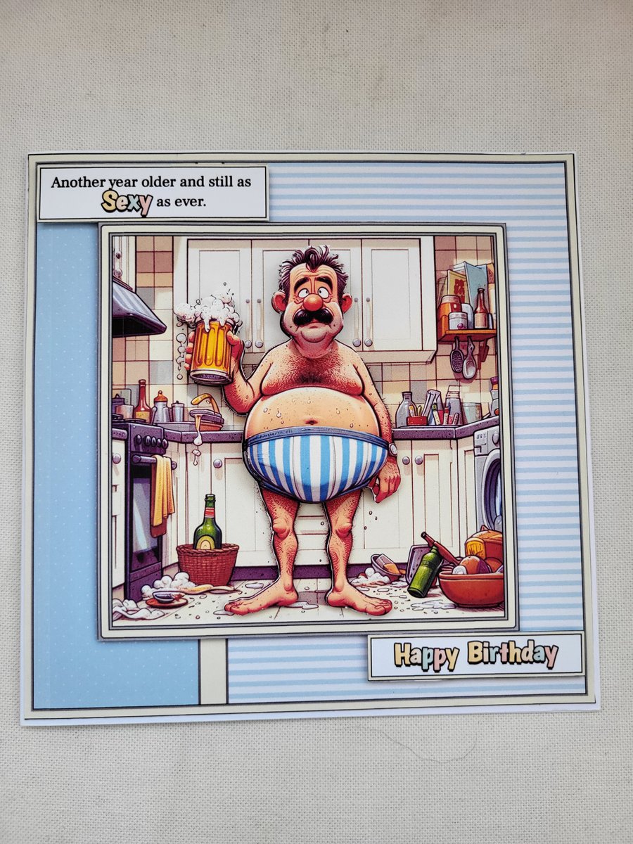 Handmade humorous greeting card.  