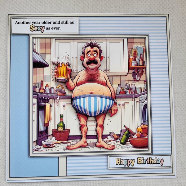Handmade humorous greeting card.  