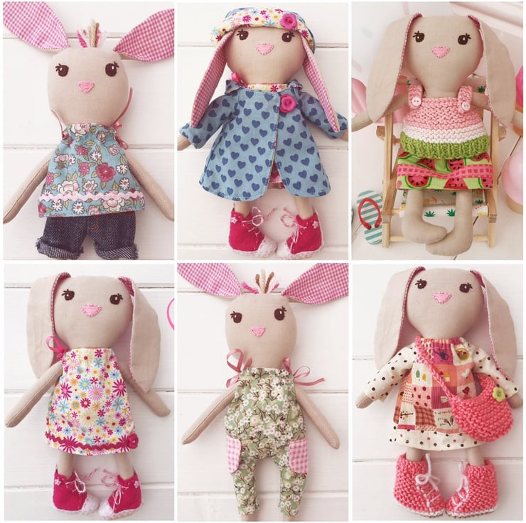 Digital PDF Sewing Pattern for Mini Rabbit Doll... - Folksy