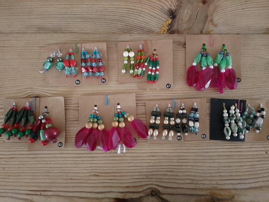 sets of colour coordinated beaded gift decorations