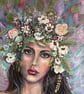 The Enchanted Wildflower – Original Mixed-Media Portrait 