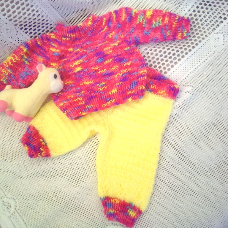 Knitted Jumper and Trousers Set for Baby, Baby Shower, Baby's Gift, Custom Make