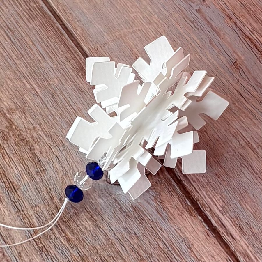 Snowflake Bauble - Dark Blue Beads