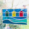 Stained Glass Beach Hut Panel Suncatcher - Handmade Window Decoration