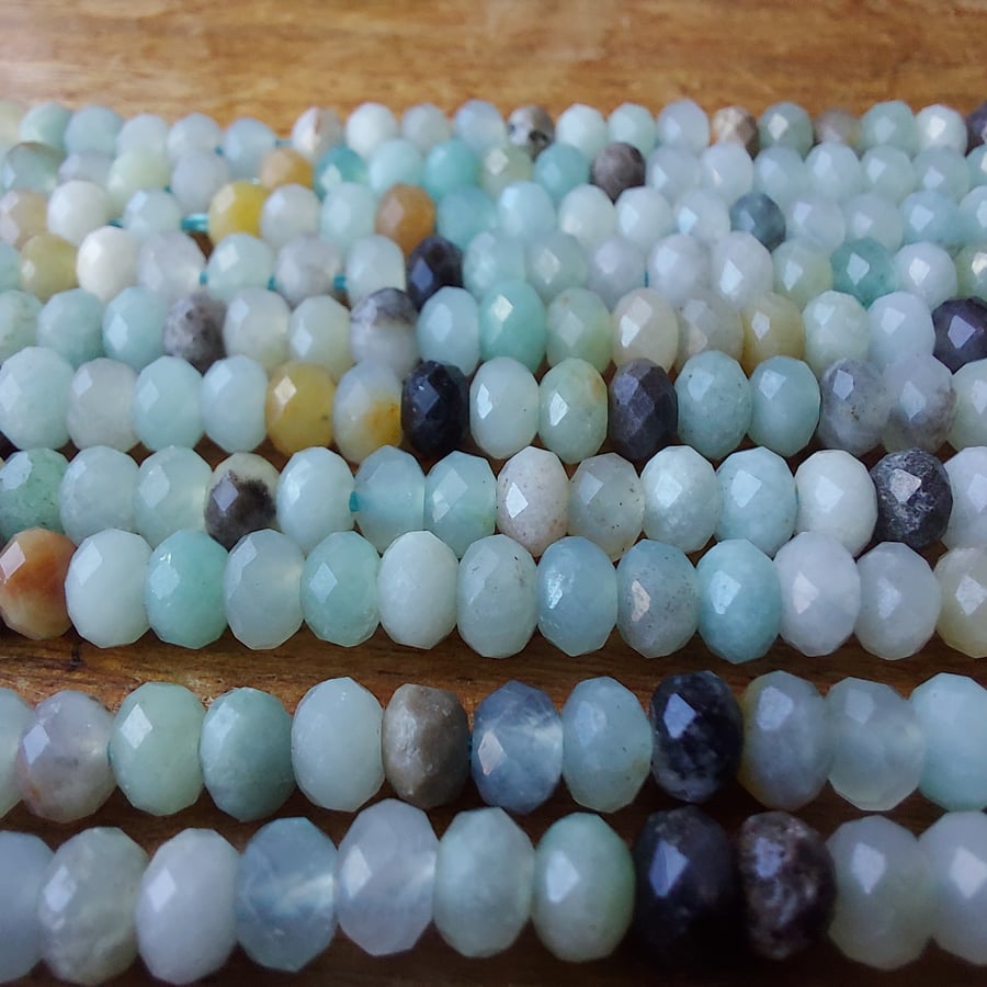 Amazonite Faceted Rondelles 15" Strand. 4 x 2 mm Size