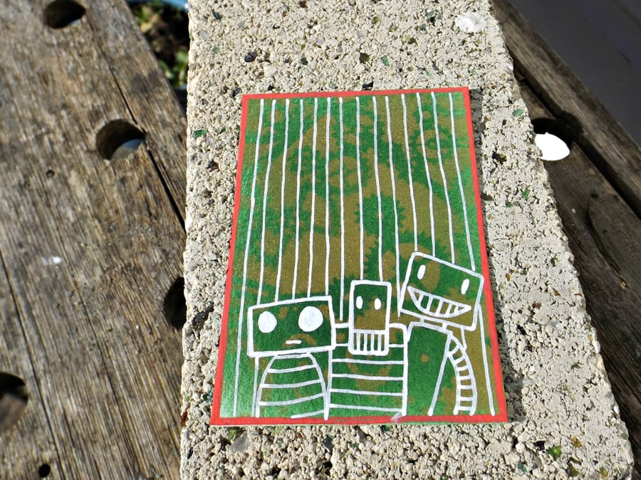 ACEO 'Join our fun' handmade art