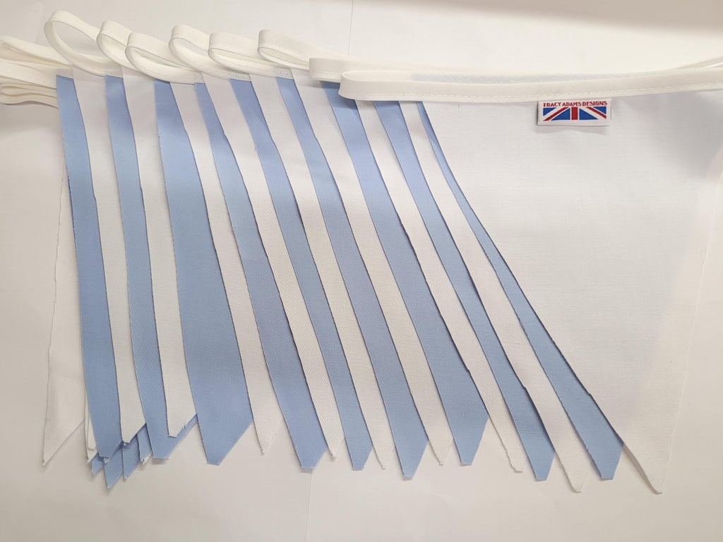 Pale blue and white bunting - 10 mtr Christening Manchester city Coventry city