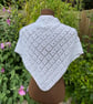 Hand knitted white and silver sparkly shawl scarf 