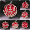 Christmas baubles boxed set of 6 large decorated with crochet lace (A7)
