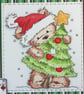 Handmade Christmas card - cute bear with Christmas tree - Image 2