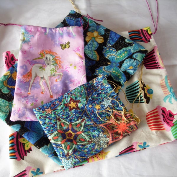 4 Assorted Drawstring Gift Bags