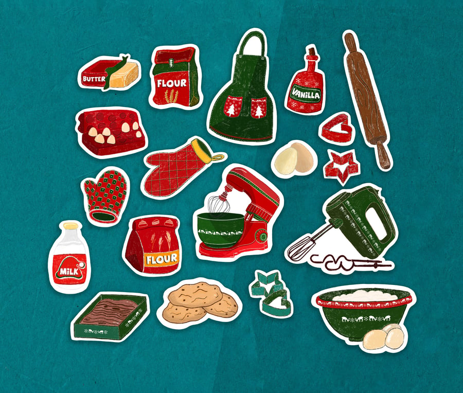 Christmas Baking stickers, Cake Stickers, fun Baking stickers, Bullet Journal