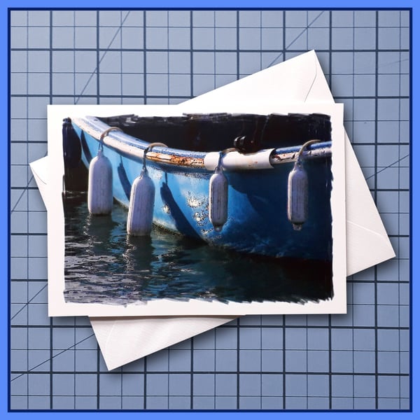 Blue Boat Greeting Card, note card, thank you card