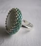 Light Green and Silver Beadwork Ring - Image 3