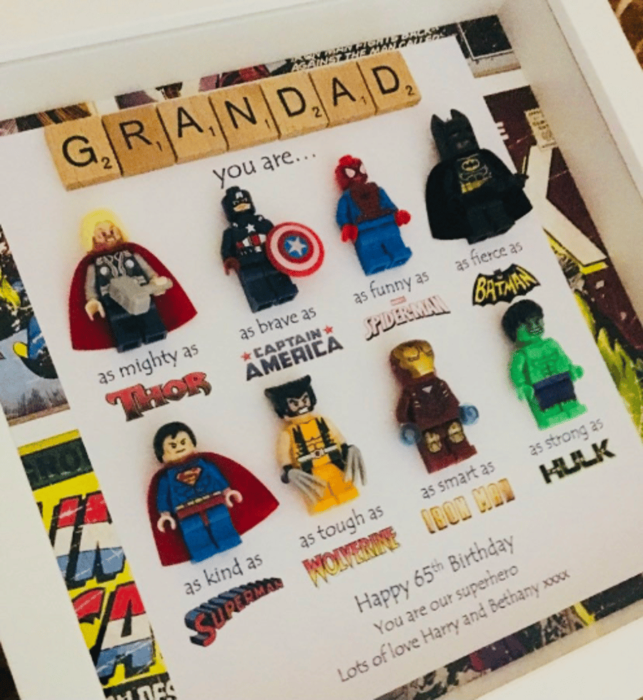 Personalised Superhero Custom Lego Minifigure Picture Frame