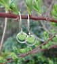 Green enamel dangle earrings, silver earrings - Image 5