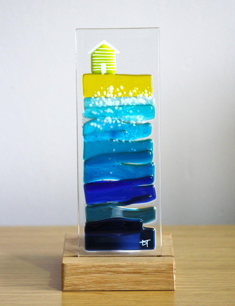 Coastal glass tealight holder