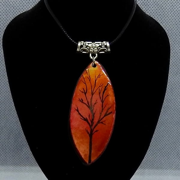 Artisan hand painted tree pendant