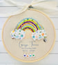 Rainbow Baby Keepsake Hoop Personalised Birth Announcement Handmade New Baby Gif