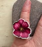 vintage crockery deep pink flower expandable ring