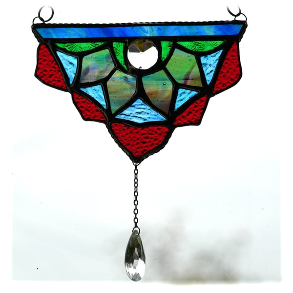 Mandala Crystal Drop Stained Glass Suncatcher handmade 
