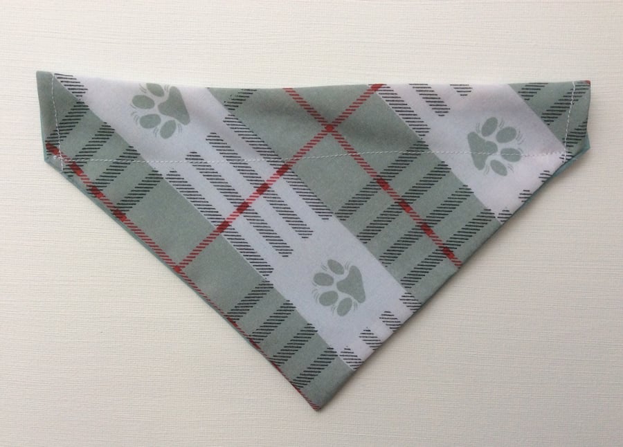 Reversible, over the collar bandana for small dog, sage green