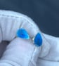 Enamel studs, blue enamel studs, teardrop studs, enamel, silver studs, blue,  - Image 2