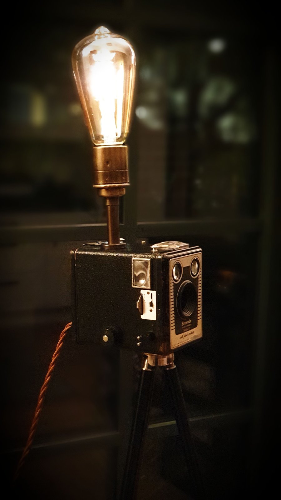 Vintage 1950s Kodak Camera Edison Tripod Lamp
