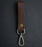 Rustic Brown Full Grain Leather Belt Loop Key Holder Brass Snap Hook UK - Image 1