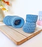 Sky Blue Crochet Baby Booties – Handmade Newborn Gift - CLEARANCE  - Image 4