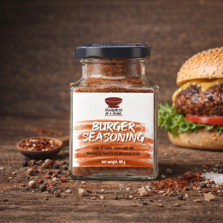BURGER SEASONING savoury blend, the ultimate seasoning for the perfect patty